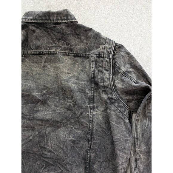 Mens RocaWear Denium Size 48 Black Grey Jacket Distressed Vintage RARE - Picture 12 of 15